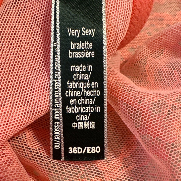 Victoria's Secret Very Sexy High Neck Lace Bralette 36 D Coral Underwire - Picture 4 of 11